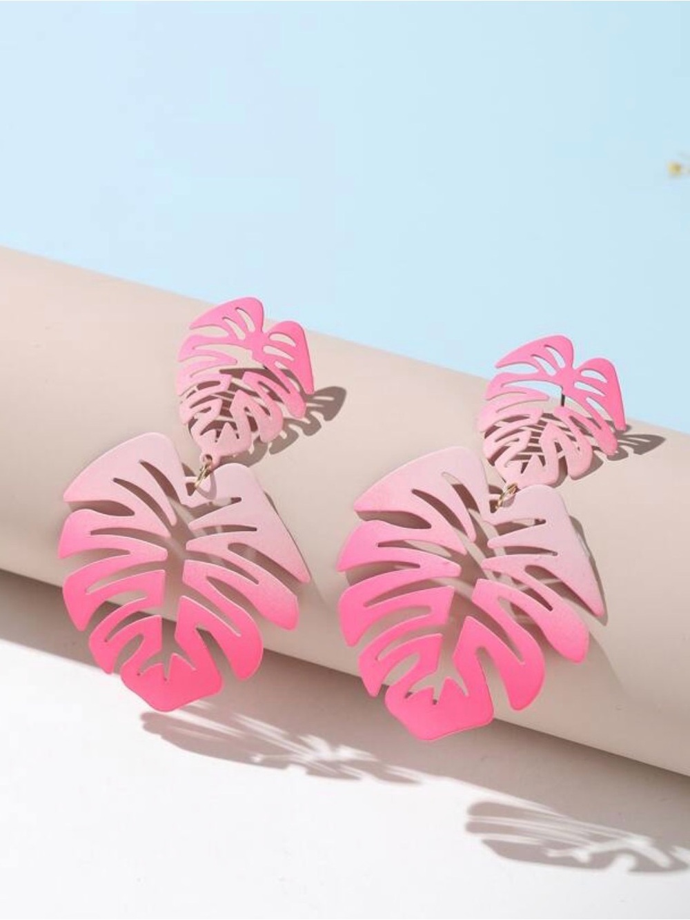 Earrings  tropical leaf beach
